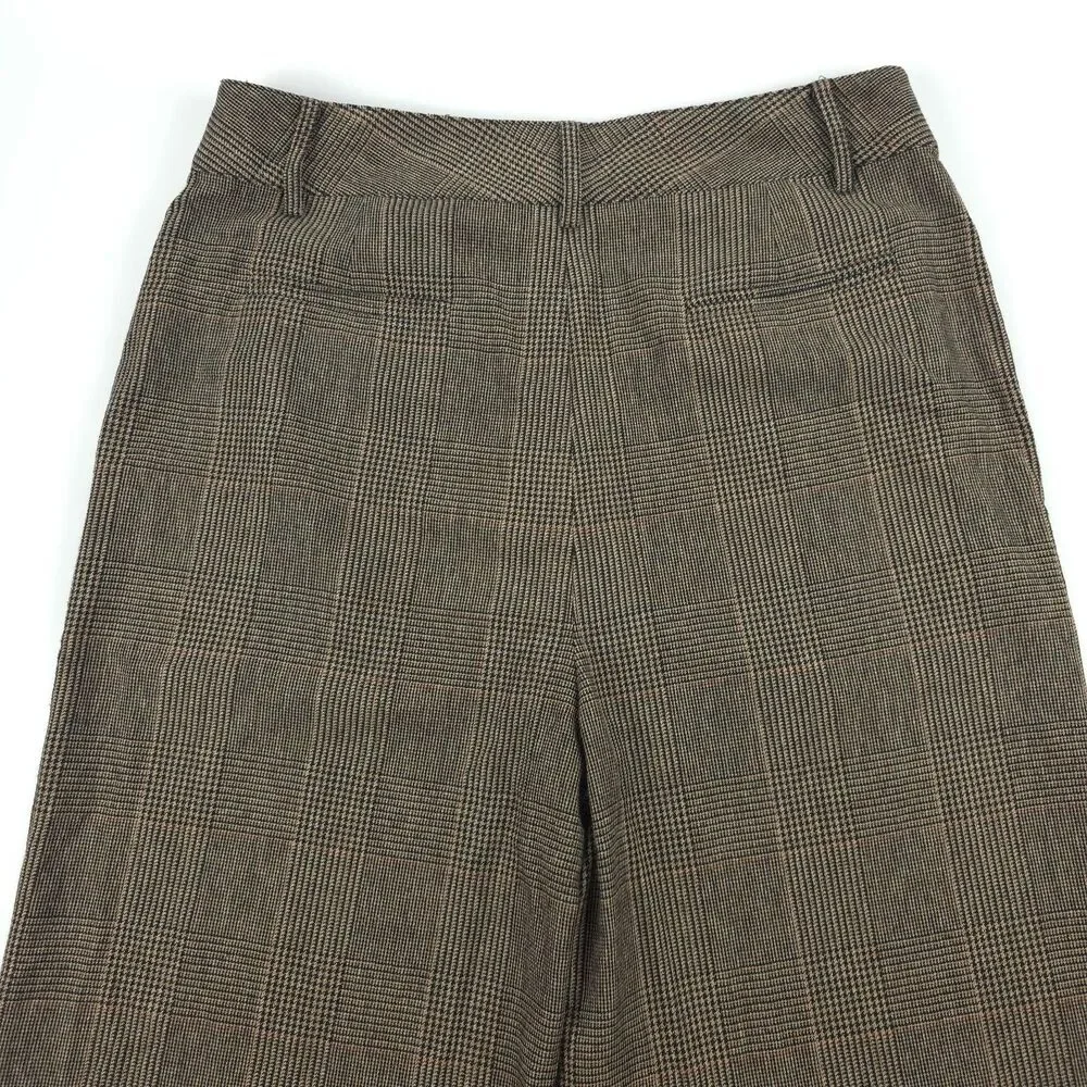 NEW CO Collections Wool Wide Leg Trouser Plaid Academia Old Money Quiet Luxury - Picture 8 of 13